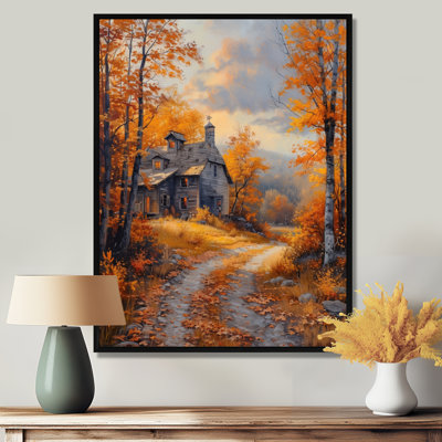 Jaune, gris, automne, rustique, retraite, grange, grange, art mural, salon