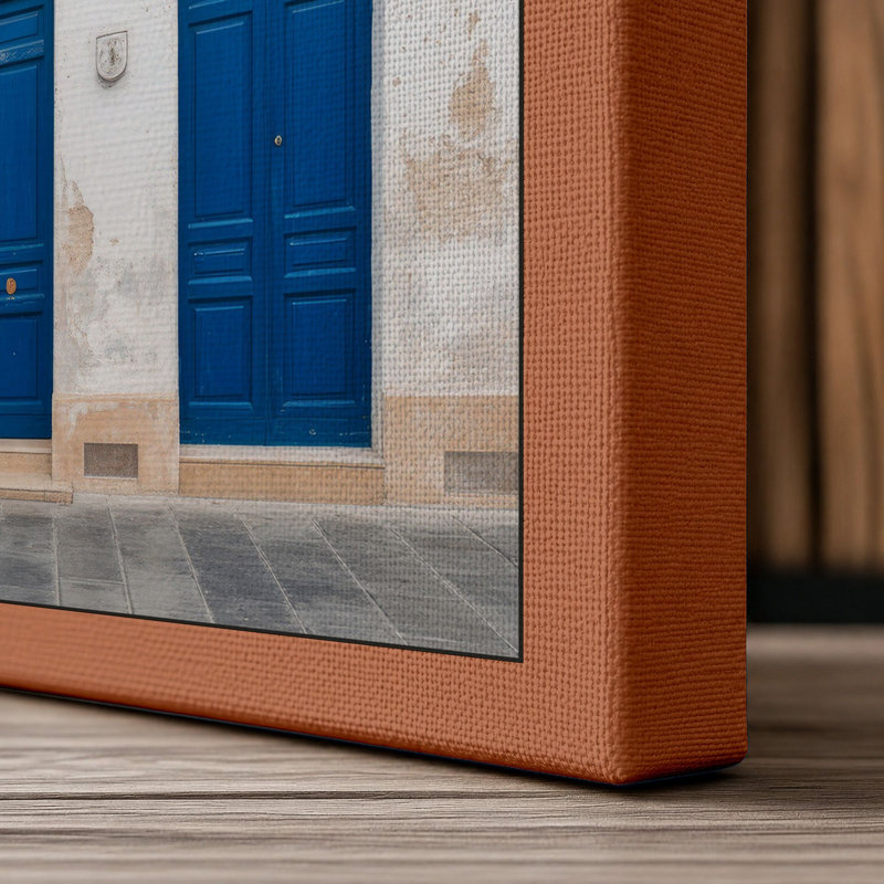 Italian Doors and Text Minimalist - Wrapped Canvas, 18x12 - 45.7 x 30.5 cm, Terracotta Border
