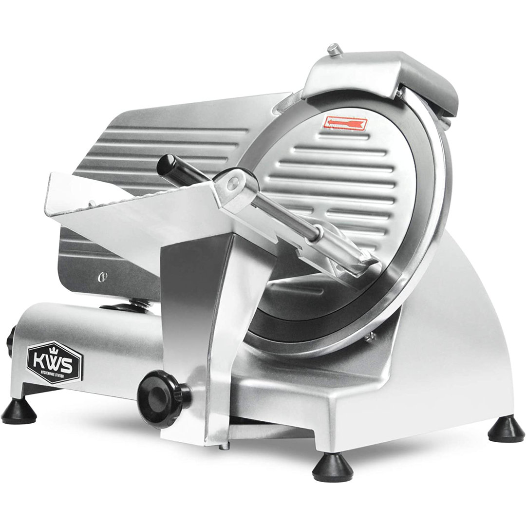 KWS Commercial 320W Electric Meat Slicer 10-Inch Stainless Blade, Frozen Meat/ Cheese/ Food Slicer KWS KitchenWare Station