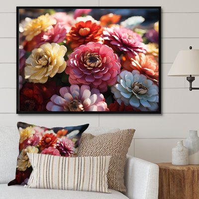 " Colorful Zinnias Field At Sunrise I "