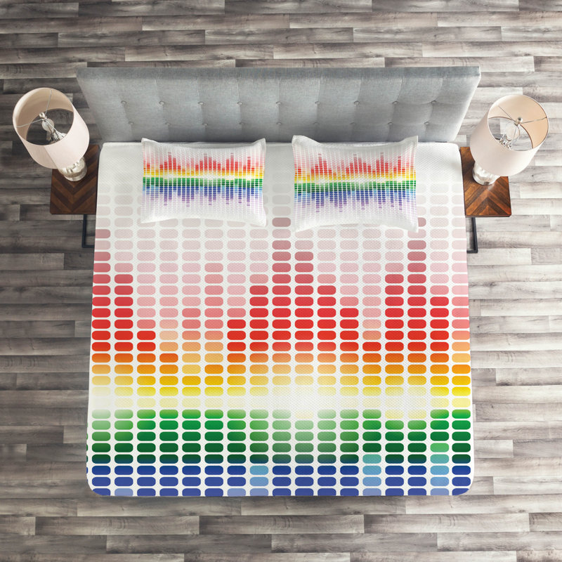 Music Modern & Contemporary Geometric Shapes Coverlet, King Bedspread + 2 Shams