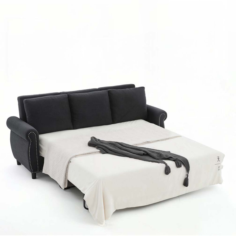 Canapé-lit 81,5 po à 3 places avec canapé-lit et matelas, Gris foncé