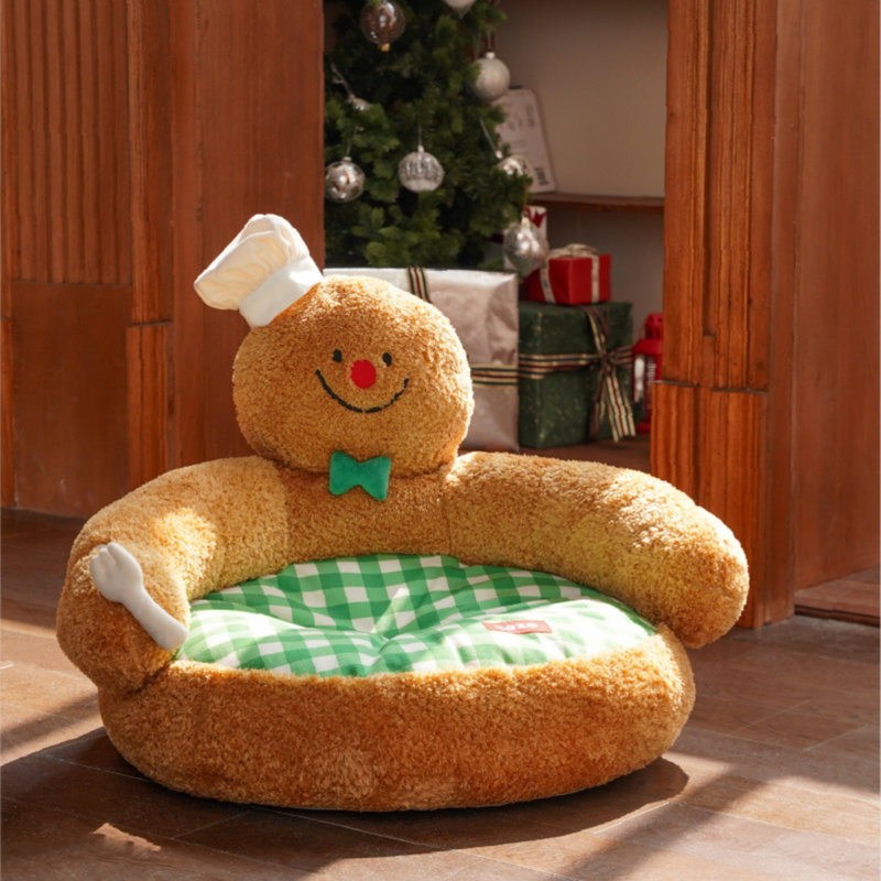 Gingerbread Man Hug Pet Sofa Bed-Multicolored
