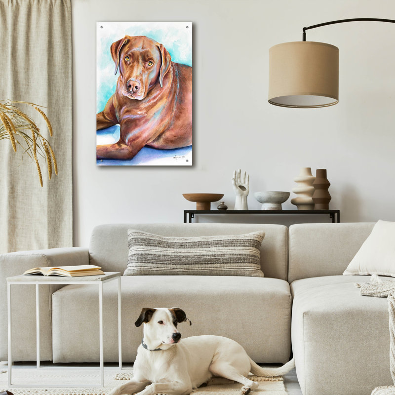 Art mural en verre Red Barrel Studio «Must Love Dogs Chocolate Lab» par Lindsay Kivi, H 36 po x l 24 po x P 0,2 po