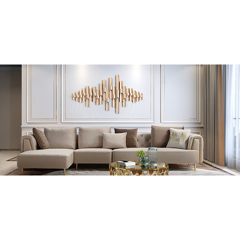 Stoltenberg Velvet L-Shaped Sectional, Left Hand Facing, Cream Velvet