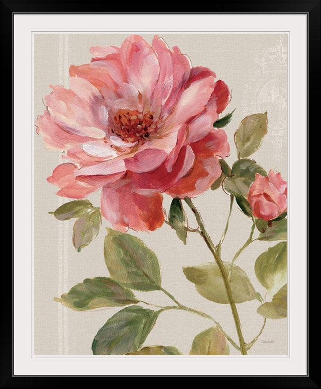 " Harmonious Rose Linen " by Lisa Audit, Black Frame, 38" H x 32" W x 1" D