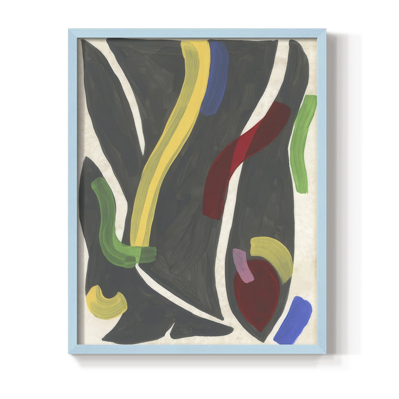 Reproduction encadrée Canasta II - bois massif, H 30 po x l 24 po, Bleu