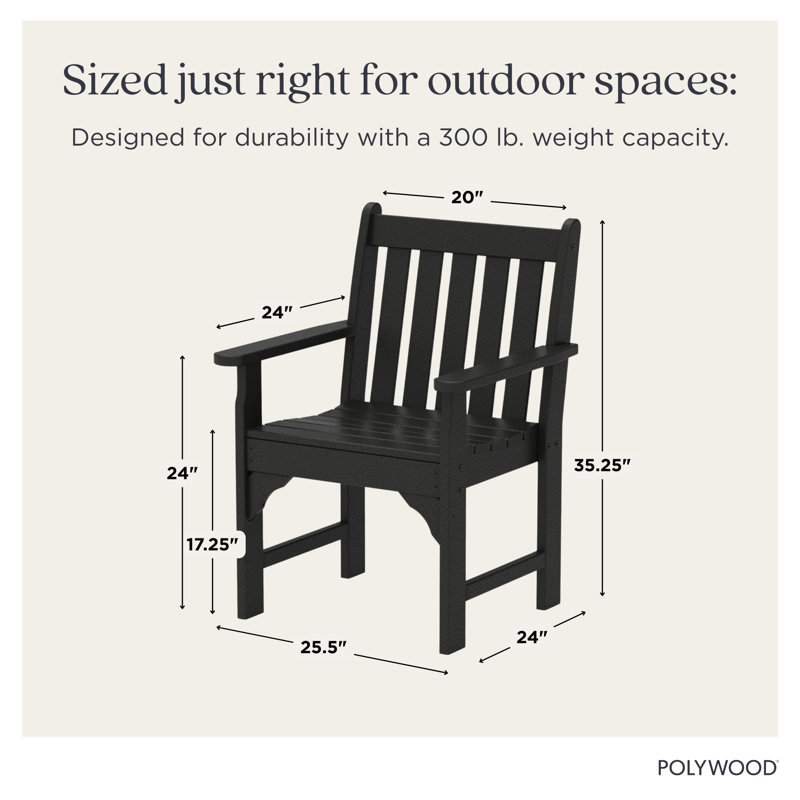 POLYWOOD Vineyard Garden Arm Chair, Slate Gray