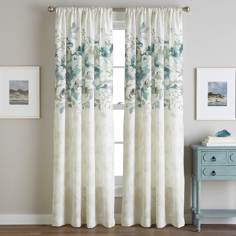 Edmonton Semi Sheer Curtain Single Panel, Aqua, 50" W x 84" L