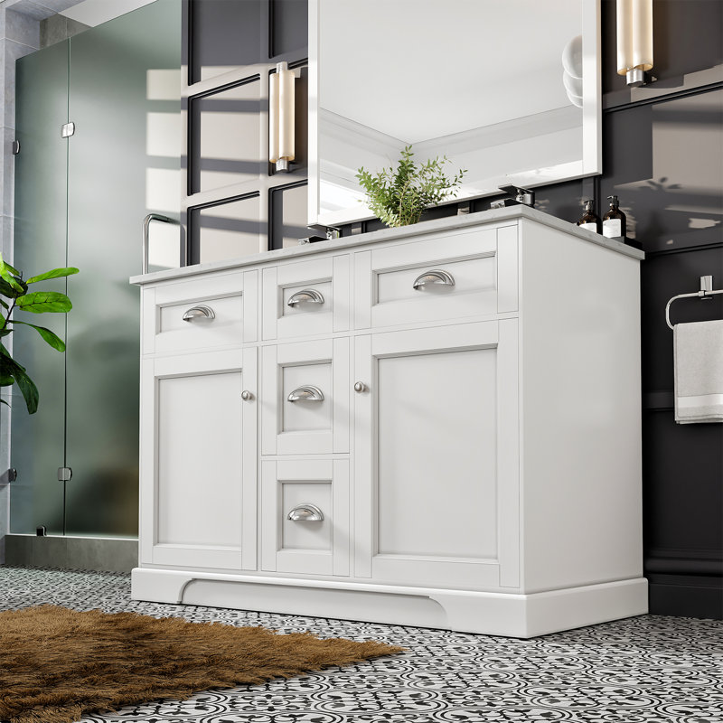 Didomenico 48" Double Bathroom Vanity Set, Brushed Nickel