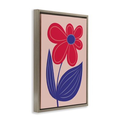 Playful Bold Red Daisy Floating Frame, design by Martina Pavlova