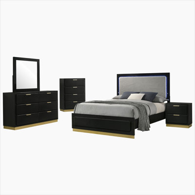 Black 5-piece Eastern King Bedroom Set