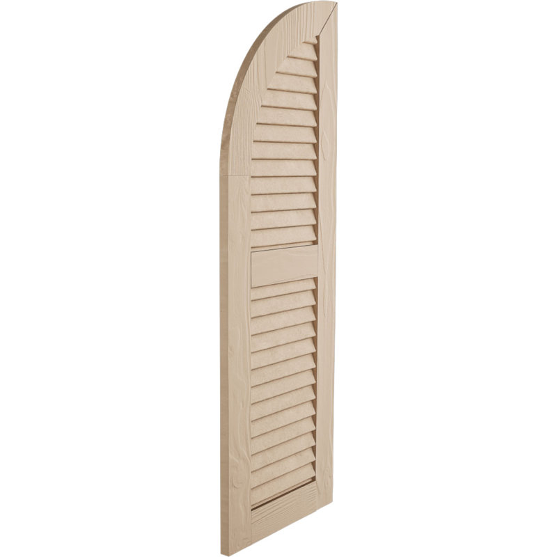 Primed Tan Sandblasted Faux Wood Arch Top Shutters, 12" x 76"