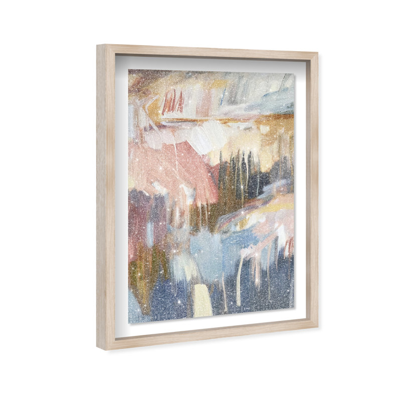 Colorful Murmurs I Shadowbox Abstract Print by Oliver Gal, Black Frame, 10 x 15, 16.5"H x 11.5"W, Natural Oak Frame