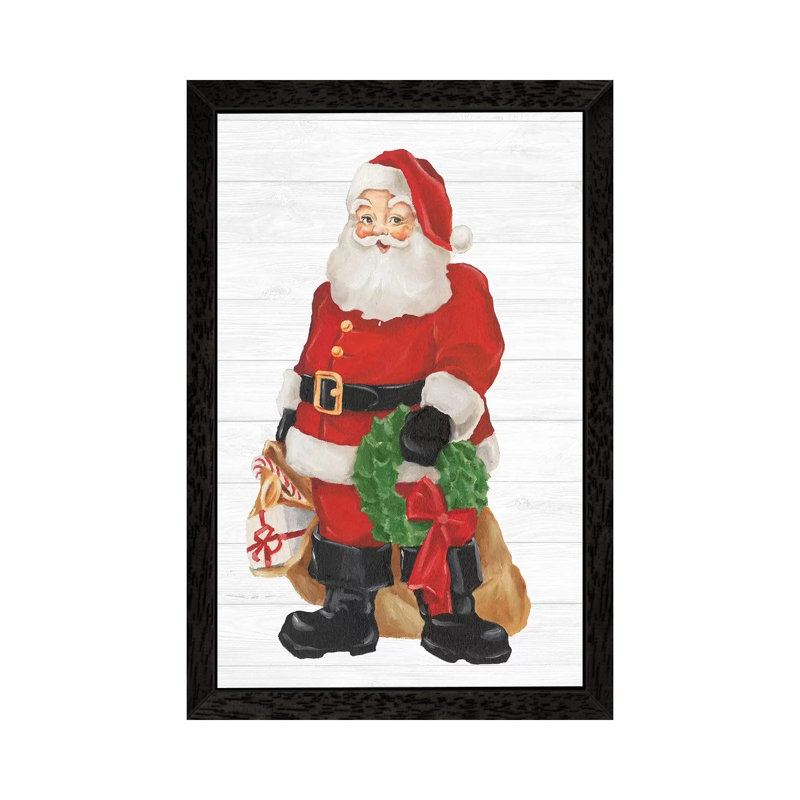 Nostalgic Santa I by Ethan Harper - Painting on Canvas, 66.04 cm H x 45.72 cm W, Black Floater Framed