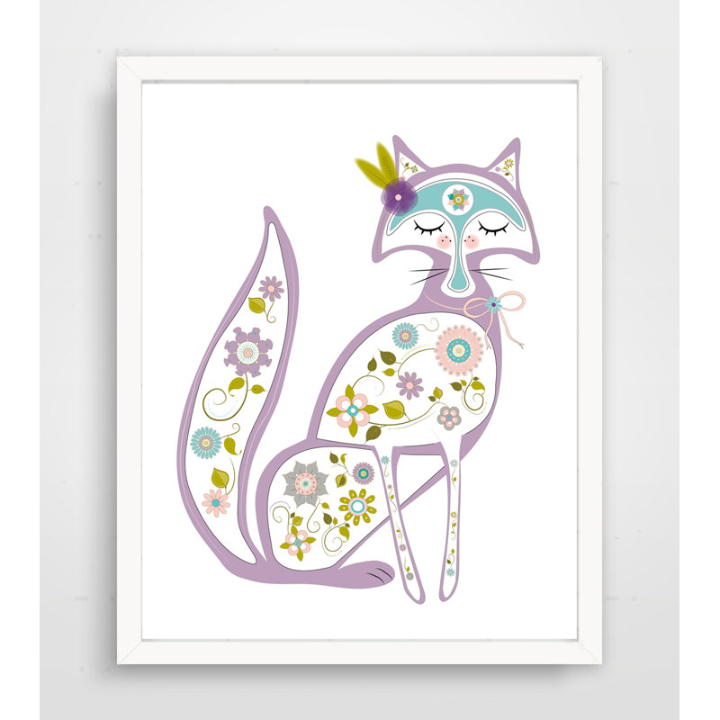Alasdair, doux renard floral sur papier, H 10 po x l 8 po