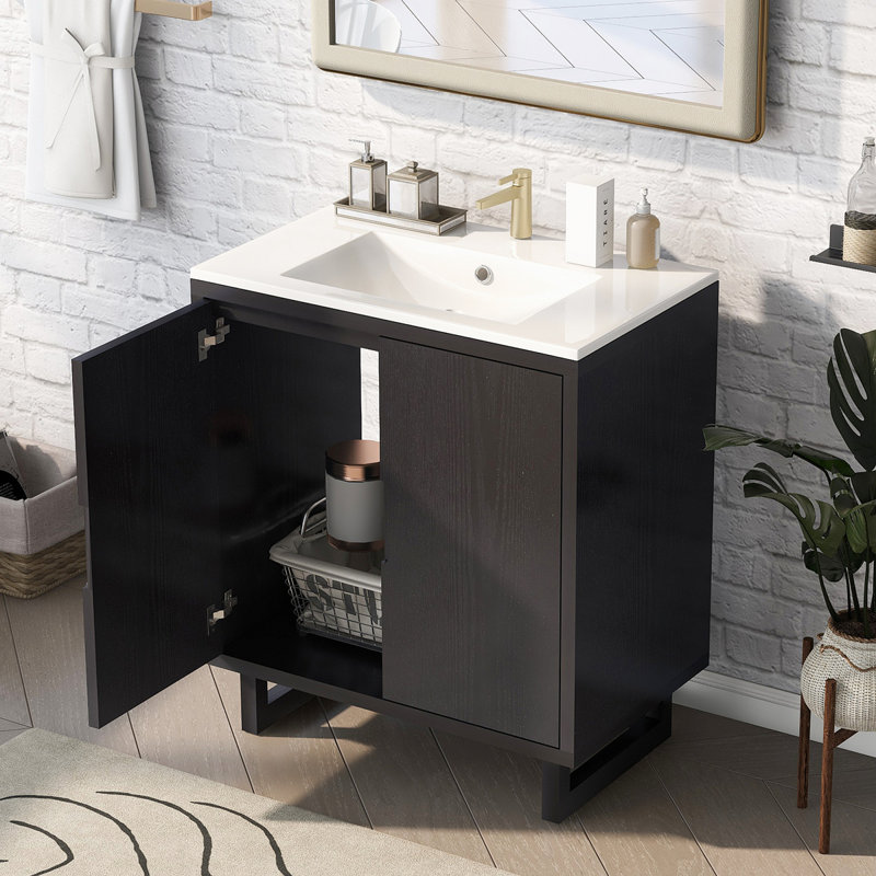 Ensemble de meuble-lavabo avec meuble de rangement pour salle de bain, Noir