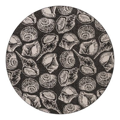 Angelys Machine Made Power Loom Polypropylene Plastic Indoor / Outdoor Area Rug in Black/Beige/White