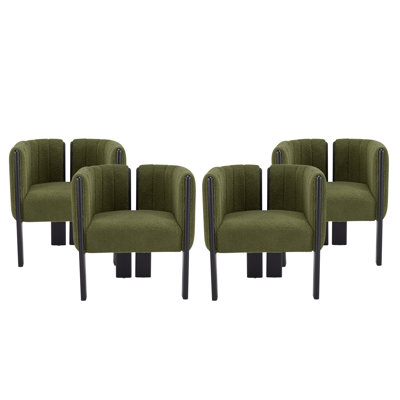 Aurora Mid-Century Modern Rubberwood Dining Chairs with Plush Upholstery