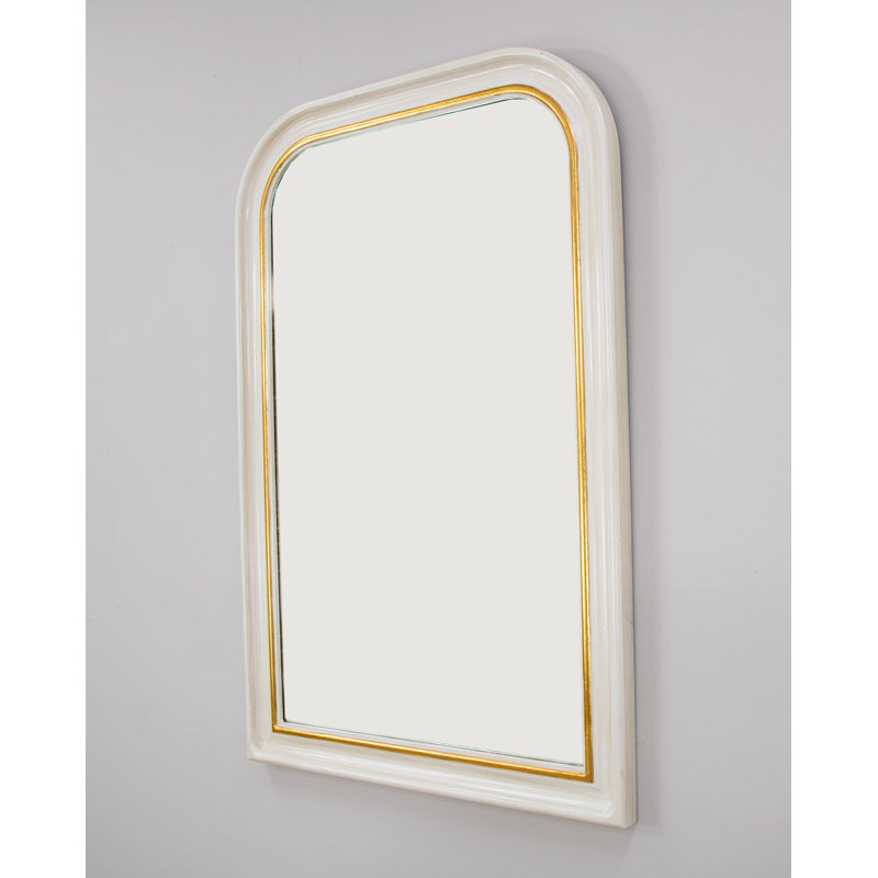Tallulah Flat Wall Mirror, Antiqued White/Gold Leaf