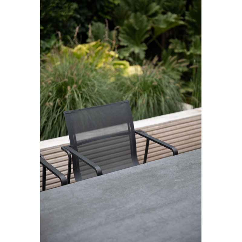Muze Stacking Patio Dining Chair, Anthracite Frame/Anthracite Mesh