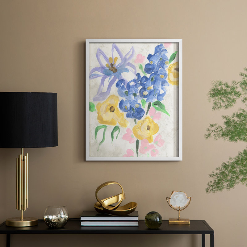 Brush Blossoms II Framed Print - Solid Wood, 21" H x 17" W, White
