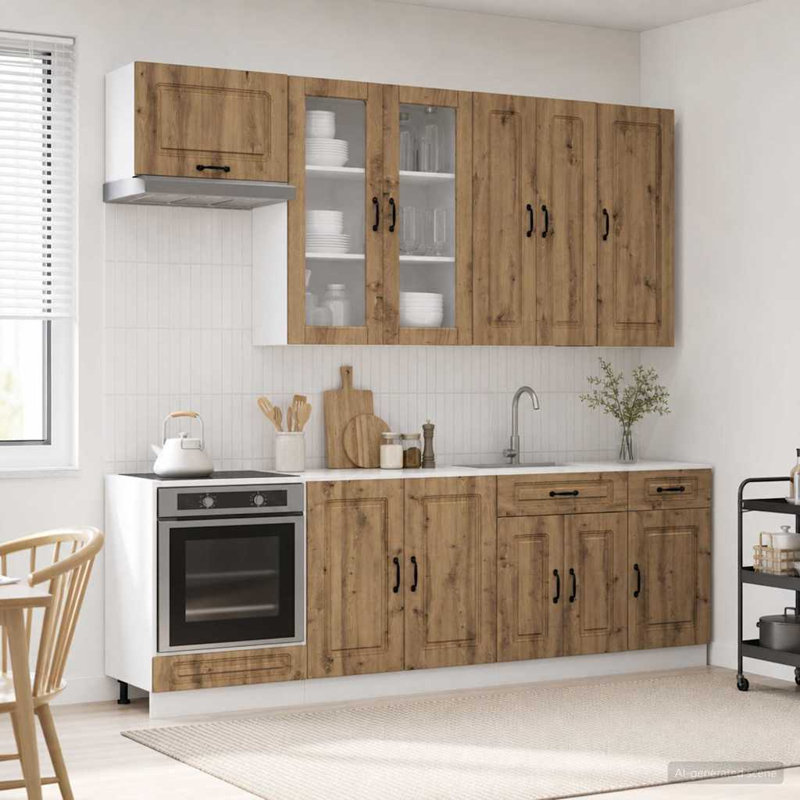 vidaXL Kitchen Unit with Drawer with Door KALMAR 8 pcs Engineered Wood Storage, Artisan Oak