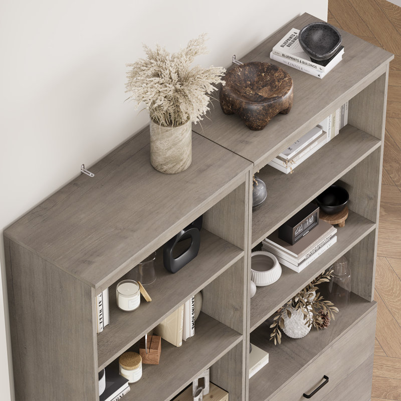 Bibliothèque standard à 3 tiroirs H 70,9 po x l 23,6 po Kahler, Gris clair