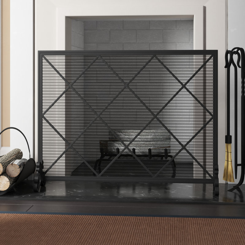 Tepper Iron Fireplace Screen, Black