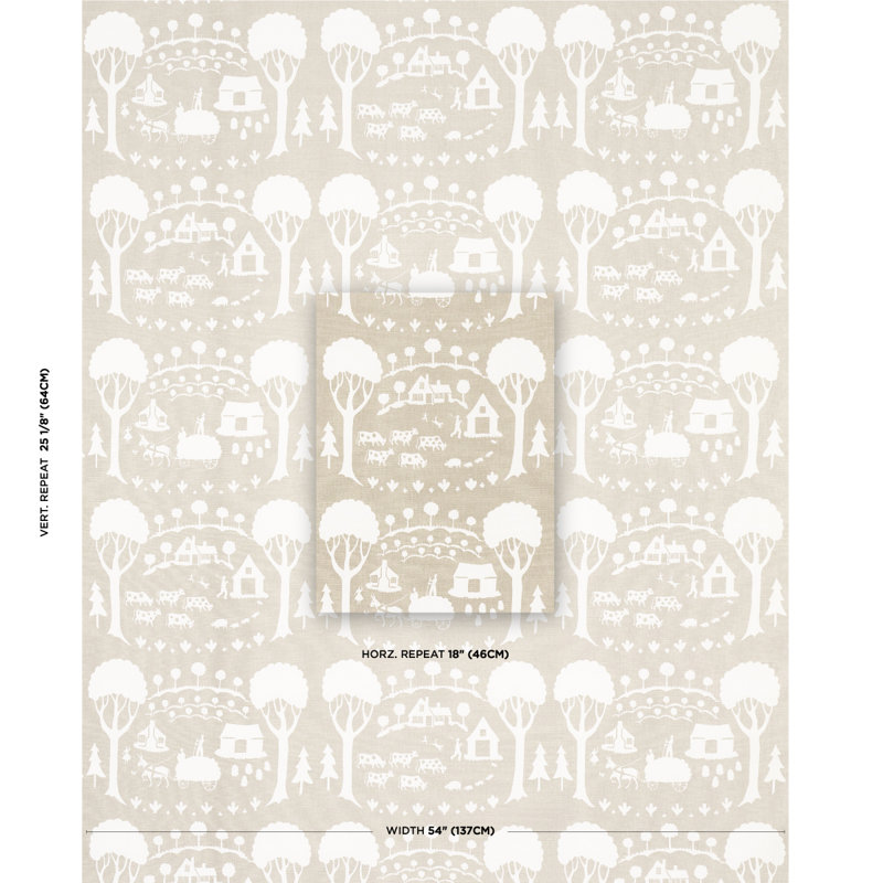 Farm Scene Fabric, Neutral