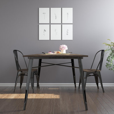Solid Wood Top Metal Base Dining Table