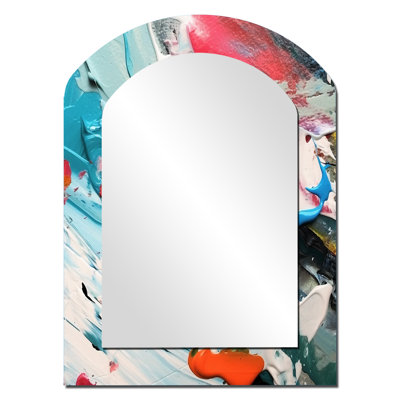 «Winter of Delightful Uncert certaine» - grand miroir arqué de formes abstraites, décor de miroir mural asymétrique moderne et unique, impression d'art en métal