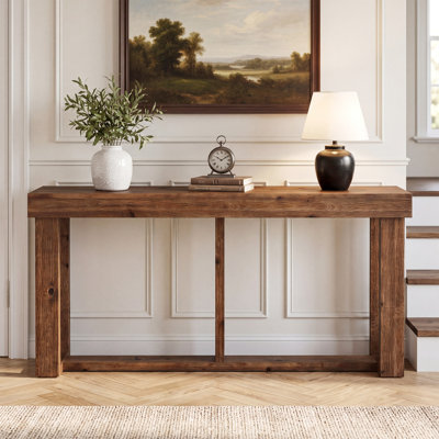 Console en bois massif de 63 pouces, table d'entrée de style campagnard avec rangement, canapé étroit Skinny pour le couloir, l'entrée et le salon
