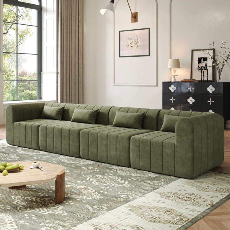Canapé modulaire entièrement compressé de 145,5 pouces, canapé modulaire rembourré en polyester avec 4 pièces, canapé modulaire en éponge comprimé pour le salon
