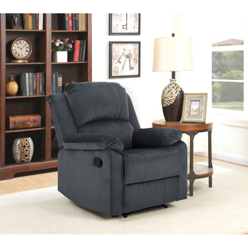 Roumena 34.75" Wide Microfiber Manual Lever Recliner, Pillow Arm