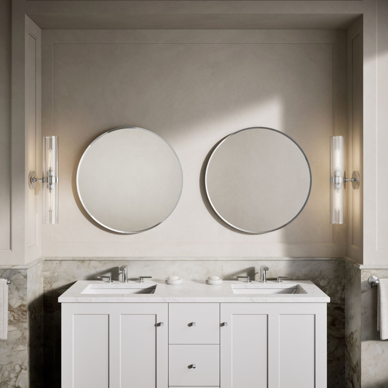 Miroir de salle de bain Essential, Chrome poli, H 28 po x l 28 po x P 1,38 po