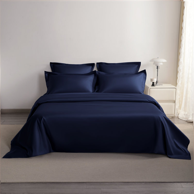 Taies d'oreiller carrées en satin de coton égyptien de qualité supérieure (500 fils/cm²) - NTBAY, Très grand, Bleu marine