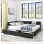 Lit Queen capitonné avec rangement intégré, canapé-lit avec dossier et accoudoirs confortables pour la chambre et le salon