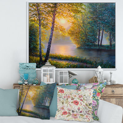 «Morning Summer With Beautiful River Spring Forest», peinture sur toile