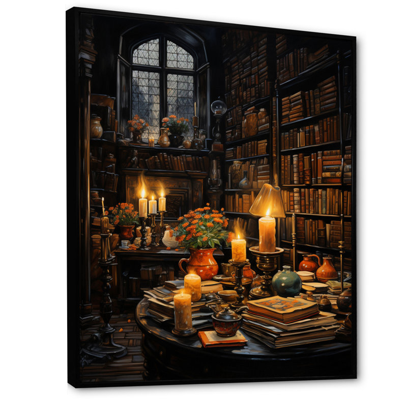 Library Classic Literature II - Classics Canvas Wall Decor, Black Floater Framed, 44" H x 34" W x 1.5" D
