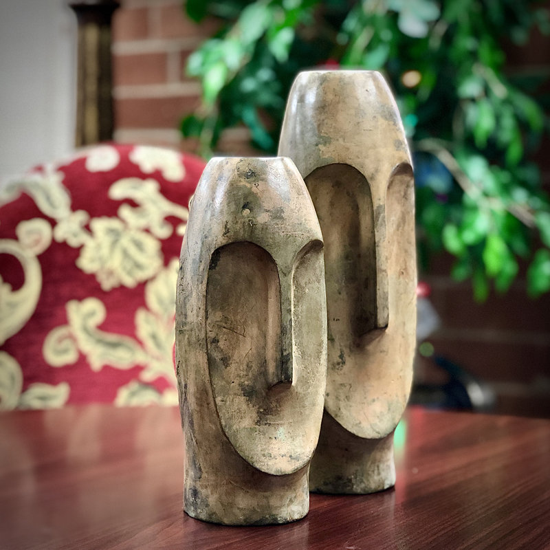 Bronze Face Vase Sculpture Set