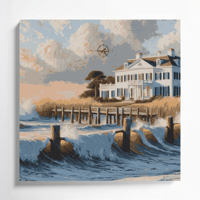 Art mural sur toile beige Coastal Coastal Colonial Plus, H 12 po x l 12 po