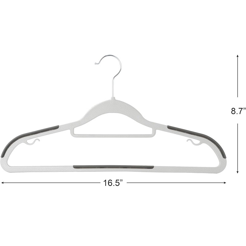 Gray and White Plastic Non-Slip Clothes Hangers, 50 Pack