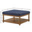 Grande table basse carrée avec repose-pieds en lin capitonné et grand repose-pieds avec tablette en bois massif - bleu marine-443609527