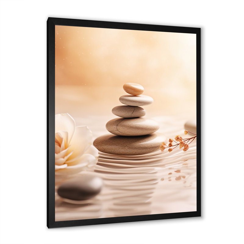 Spa Serenity Zen Stones délicat équilibre Cairn - pierre spirituelle grand art mural, H 32 po x l 24 po x P 1 po