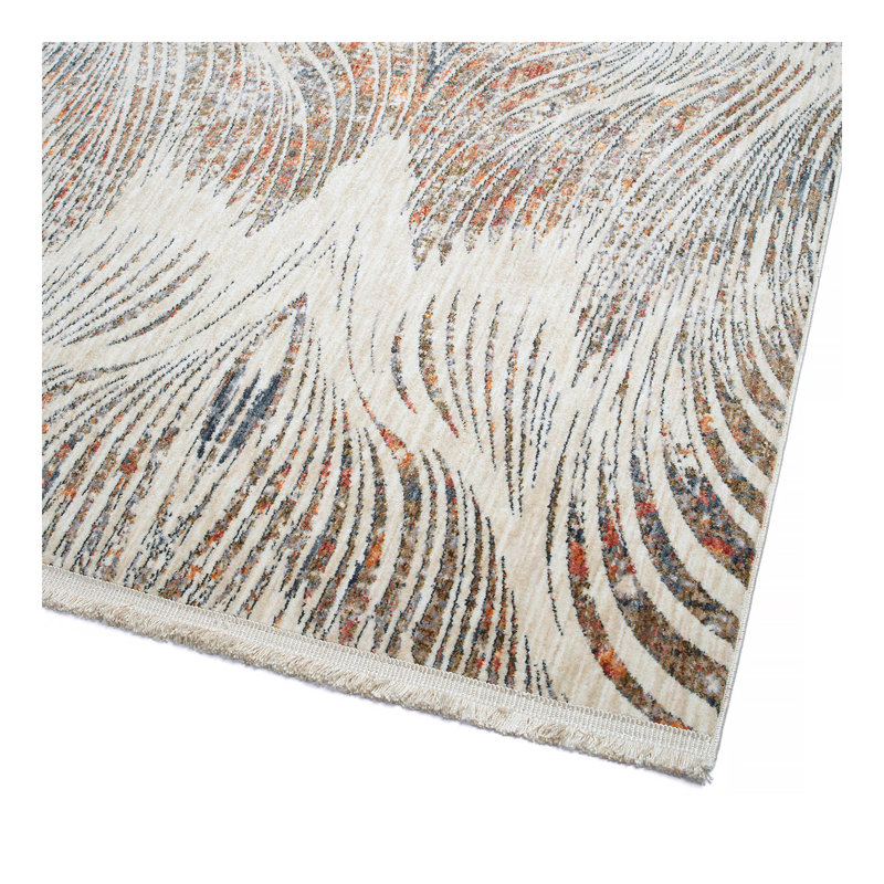 Tapis rectangulaire moderne, abstrait, à poils coupés 5 pi 3 po x 7 pi 3 po