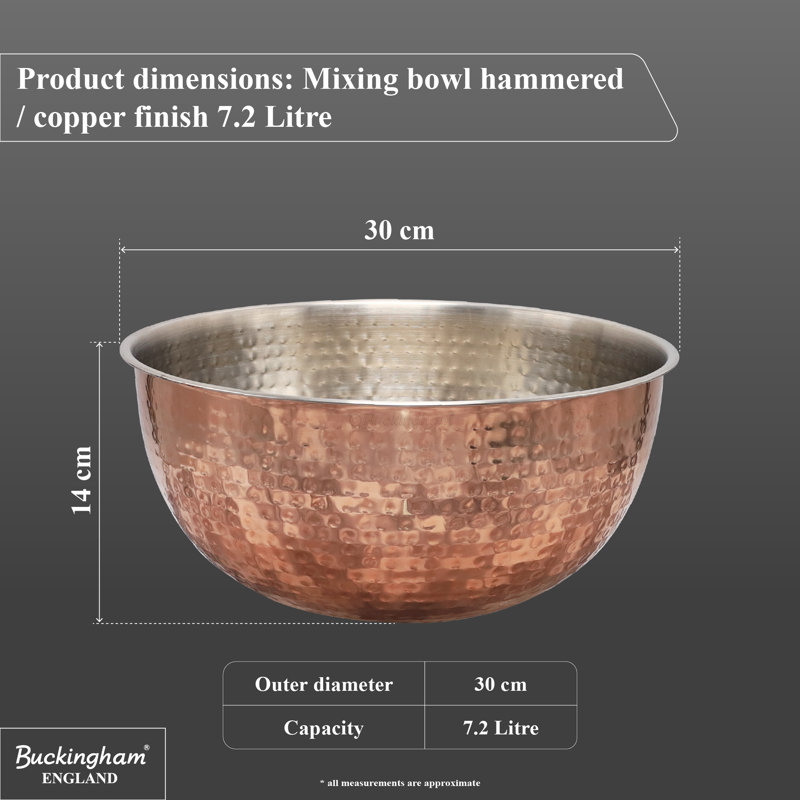 Buckingham Stainless Steel Mixing Bowl Hammered & Copper Finish  , 30cm