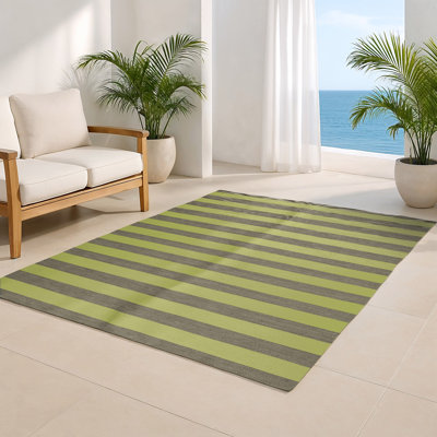HorizontalStripes Green Indoor and Outdoor Area Rug