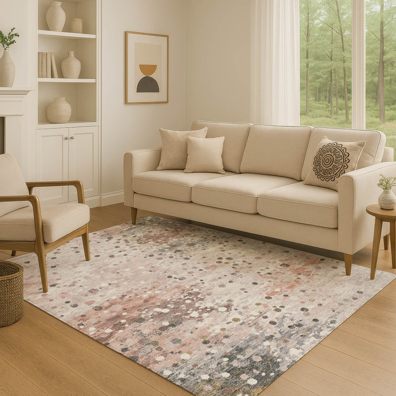 Tapis abstrait lavable à la machine Premium Premium Ansley, Rectangle 10 pi x 14 pi
