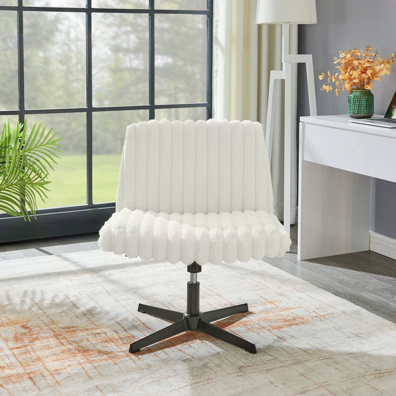 Fauteuil de coiffeuse réglable et pivotant, Crème / Blanc